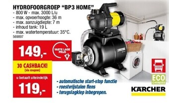 Hubo Hydrofoorgroep “bp3 home” aanbieding