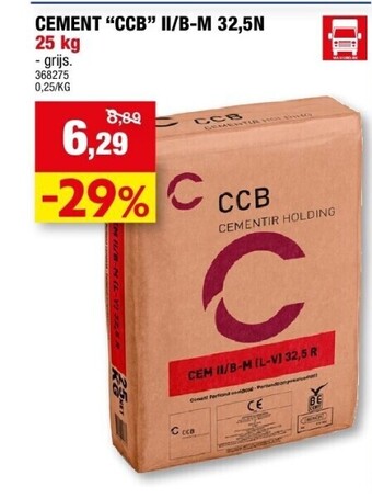 Hubo Cement “ccb” ii/b-m 32,5n 25 kg aanbieding