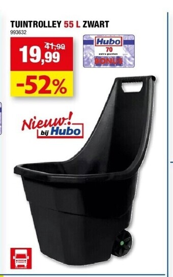 Hubo Tuintrolley 55 l zwart 993632 aanbieding