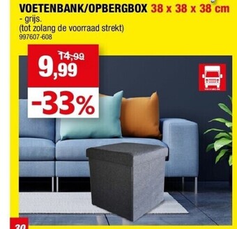 Hubo Voetenbank/opbergbox 38 x 38 x 38 cm aanbieding