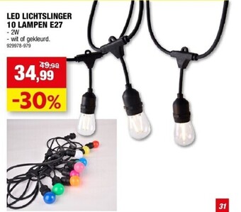 Hubo Led lichtslinger 10 lampen e27 aanbieding