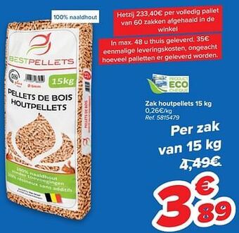 Carrefour Zak houtpellets aanbieding