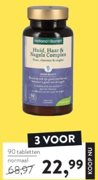 Holland & Barrett Holland & barrett huid, haar & nagels complex - 90 tabletten aanbieding