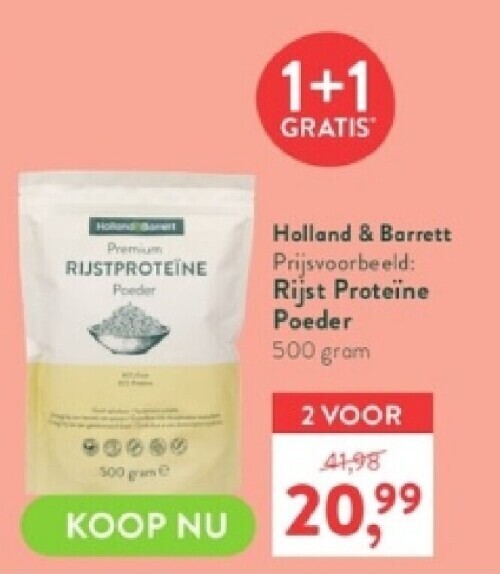Rijst proteine poeder 500 gram promotie bij Holland & Barrett