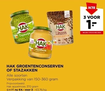 Jumbo Hak groentenconserven of stazakken aanbieding