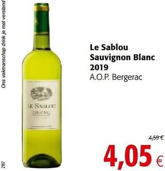 Colruyt Le sablou sauvignon blanc 2019 aanbieding