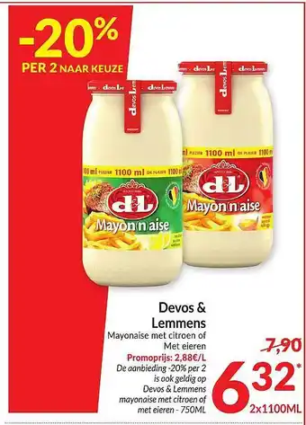 Intermarché Devos & lemmens mayonaise 1100ml aanbieding