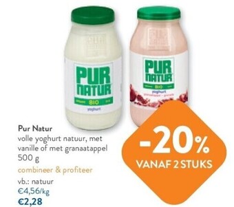 OKay Pur natur volle yoghurt natuur, met vanille of met granaatappel 500 g aanbieding
