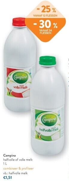 OKay Campina halfvolle of volle melk 1 l aanbieding