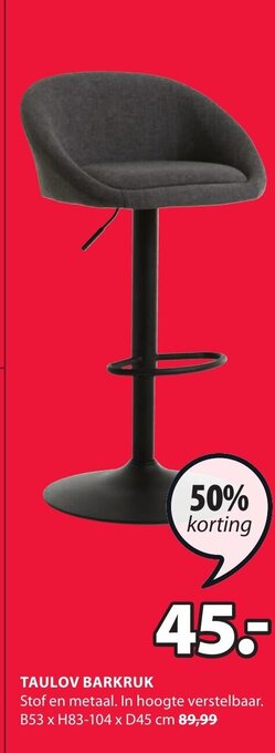 Jysk Taulov barkruk aanbieding