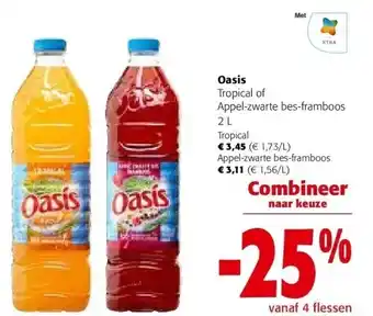 Colruyt Oasis tropical of appel-zwarte bes-framboos 2 l aanbieding