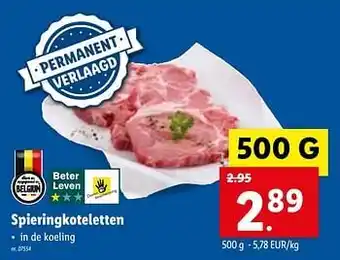 Lidl Spieringkoteletten 500g aanbieding