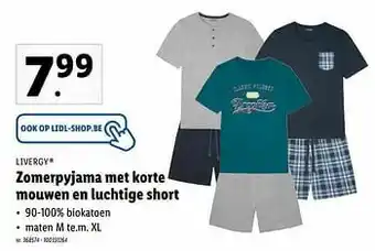 Lidl Zomerpyjama met korte mouwen en luchtige short aanbieding