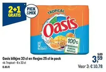 Makro Oasis blikjes en flesjes tropical aanbieding