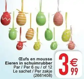 Cora Oeufs en mousse eieren in schuimrubber aanbieding
