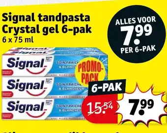 Kruidvat Signal tandpasta crystal gel 6-pack 6 x 75ml aanbieding