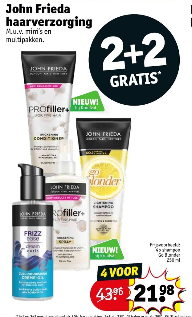 John frieda 4 x shampoo go blonder 250ml promotie bij Kruidvat