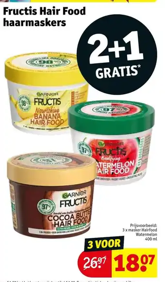 Kruidvat Garnier 3 x masker hairfood watermelon 400ml aanbieding