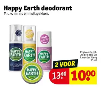 Kruidvat Happy earth 2 x deo roll-on lavender ylang 75ml aanbieding