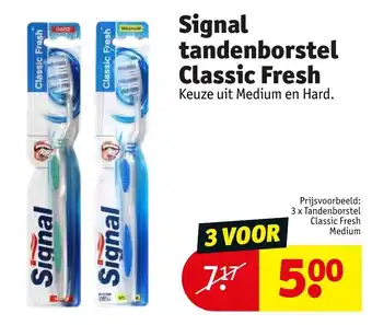 Kruidvat Signal 3 x tandenborstel classic fresh medium aanbieding
