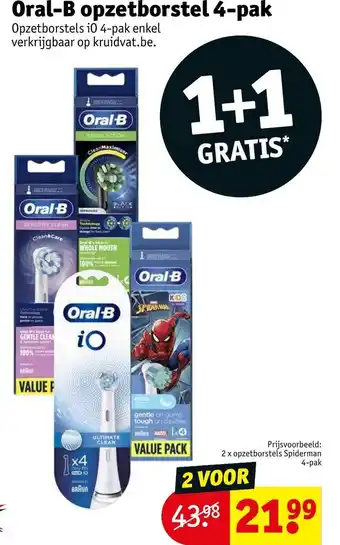 Kruidvat Oral-B 2 x opzetborstels spiderman 4-pak aanbieding