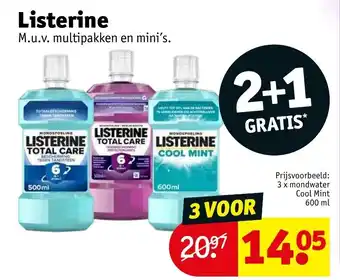 Kruidvat Listerine 3 x mondwater cool mint 600ml aanbieding
