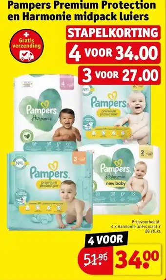 Kruidvat Pampers 4 x harmoinie luiers maat 2 28 stuks aanbieding
