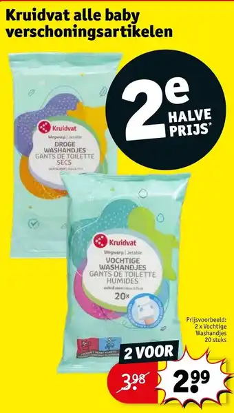 Kruidvat 2 x vochtige washandjes 20 stuks aanbieding