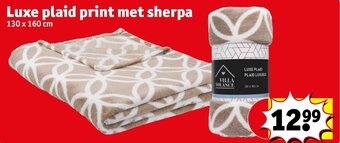 Kruidvat Luxe plaid print met sherpa 130 x 160cm aanbieding