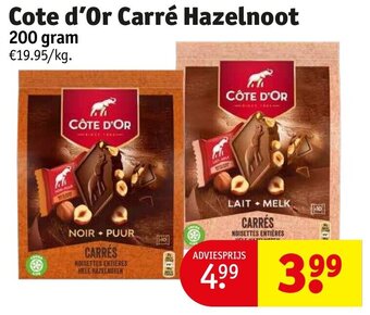 Kruidvat Cote d'Or carre hazelnoot 200 gram aanbieding