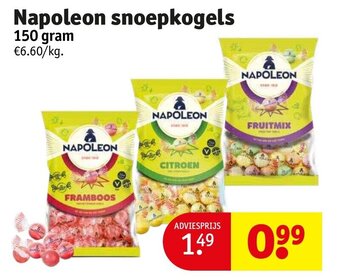 Kruidvat Napoleon snoepkogels 150 gram aanbieding