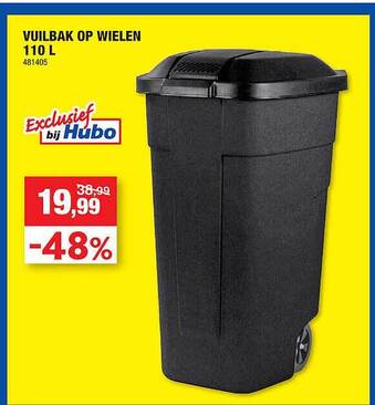 Hubo Vuilbak op wielen 110 L aanbieding