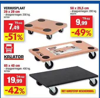 Hubo Kreator verhuisplaat 29x29 cm aanbieding