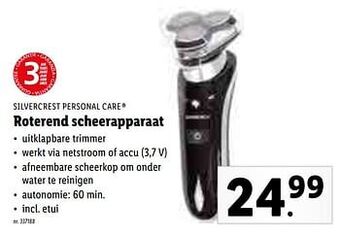 Lidl Silvercrest personal care roterend scheerapparaat aanbieding