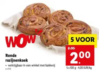 Lidl Ronde Rozijnenkoek 5 x 100 g aanbieding