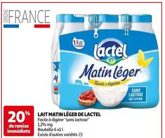 Auchan Lactel matin leger 6 x 1L aanbieding
