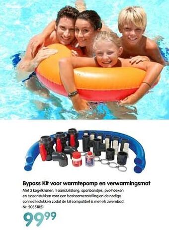 Bypass kit voor warmtepomp en verwarmingsmat