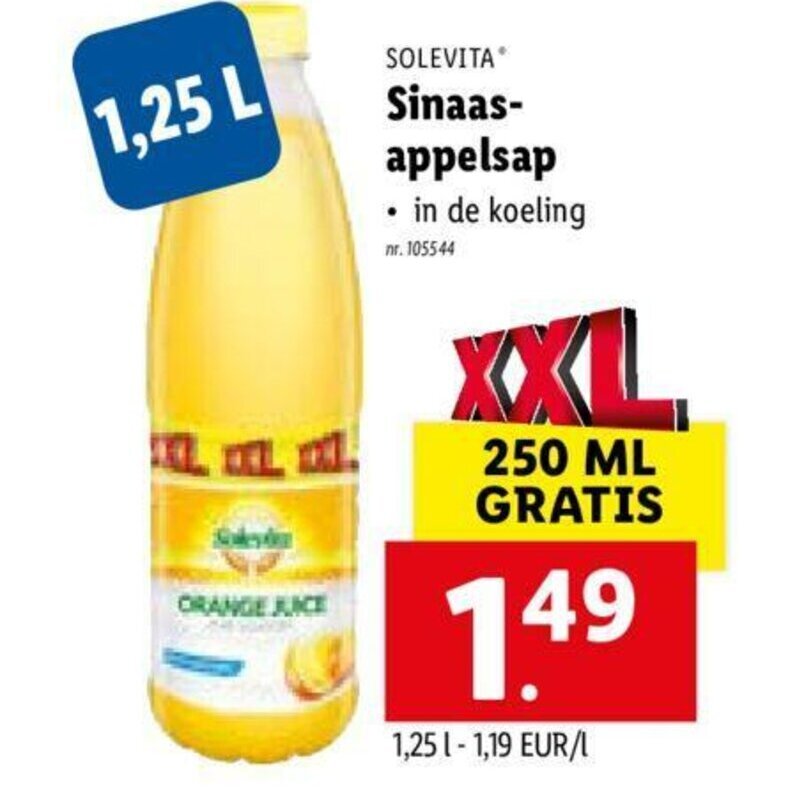 Sinaasappelsap 1,25 L promotie bij Lidl Sinaasappelsap 1,25 L promotie bij Lidl