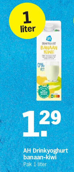 Albert Heijn Ah drinkyoghurt banaan-kiwi aanbieding