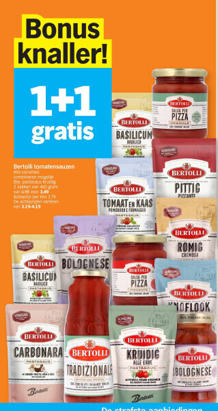 Albert Heijn Bertolli tomatensauzen aanbieding