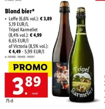 Lidl Blond Bier Tripel Karmeleit per L aanbieding