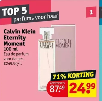 Kruidvat Calvin klein eternity moment 100 ml aanbieding