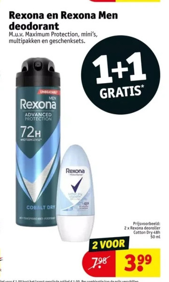 Kruidvat Rexona en rexona men deodorant aanbieding