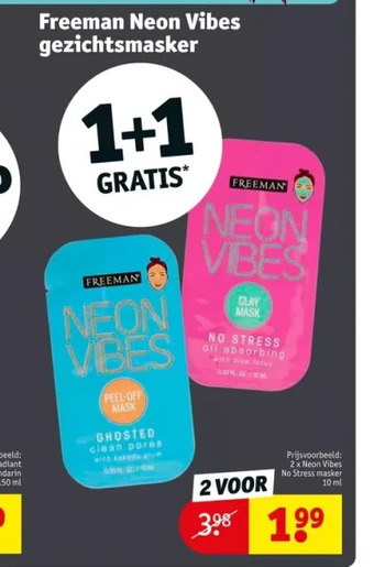 Kruidvat Freeman neon vibes gezichtsmasker aanbieding