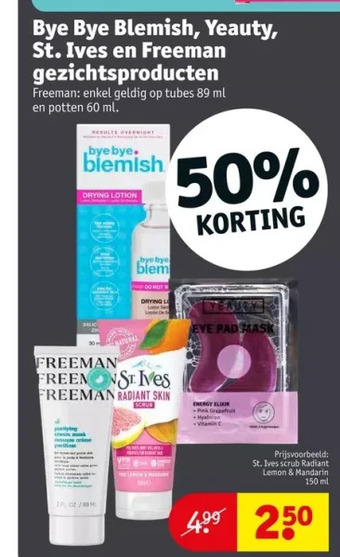 Bye bye blemish, yeauty, st.ives en freeman gezichtsproducten