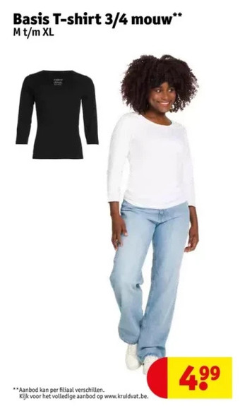 Kruidvat Basis t-shirt 3/4 mouw** aanbieding