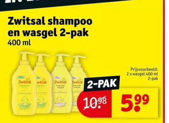Kruidvat Zwitsal shampoo en wasgel 2-pak 400 ml aanbieding