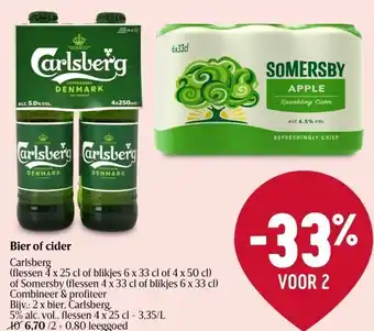 Delhaize Bier of cider carlsberg aanbieding