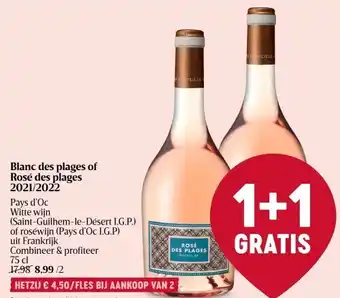 Delhaize Blanc des plages of rosé des plages 2021/2022 aanbieding