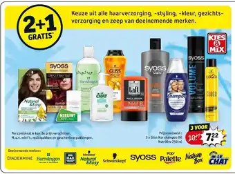 Kruidvat 3x Gliss Kur shampoo Oil Nutritive 250ml aanbieding
